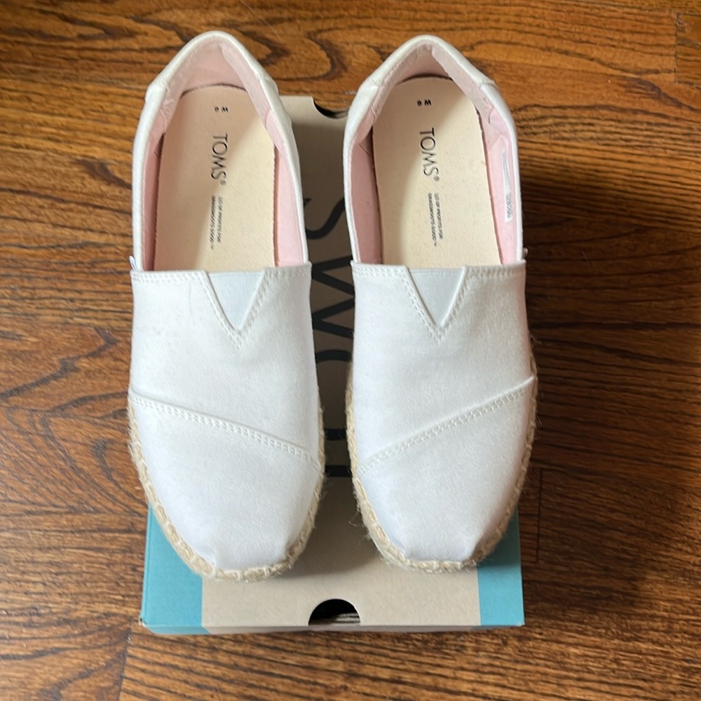 Toms Alpargata platform Rope white canvas shoe